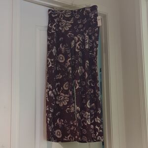 Anthropologie Burgundy Floral Wide Leg Pants - NWT